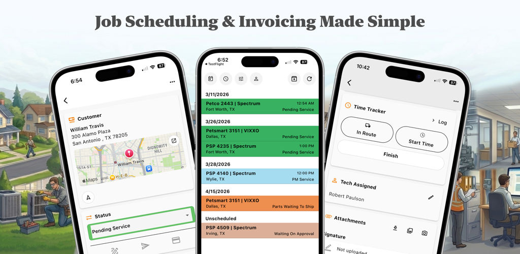 Jobfish scheduling and invoicing app preview